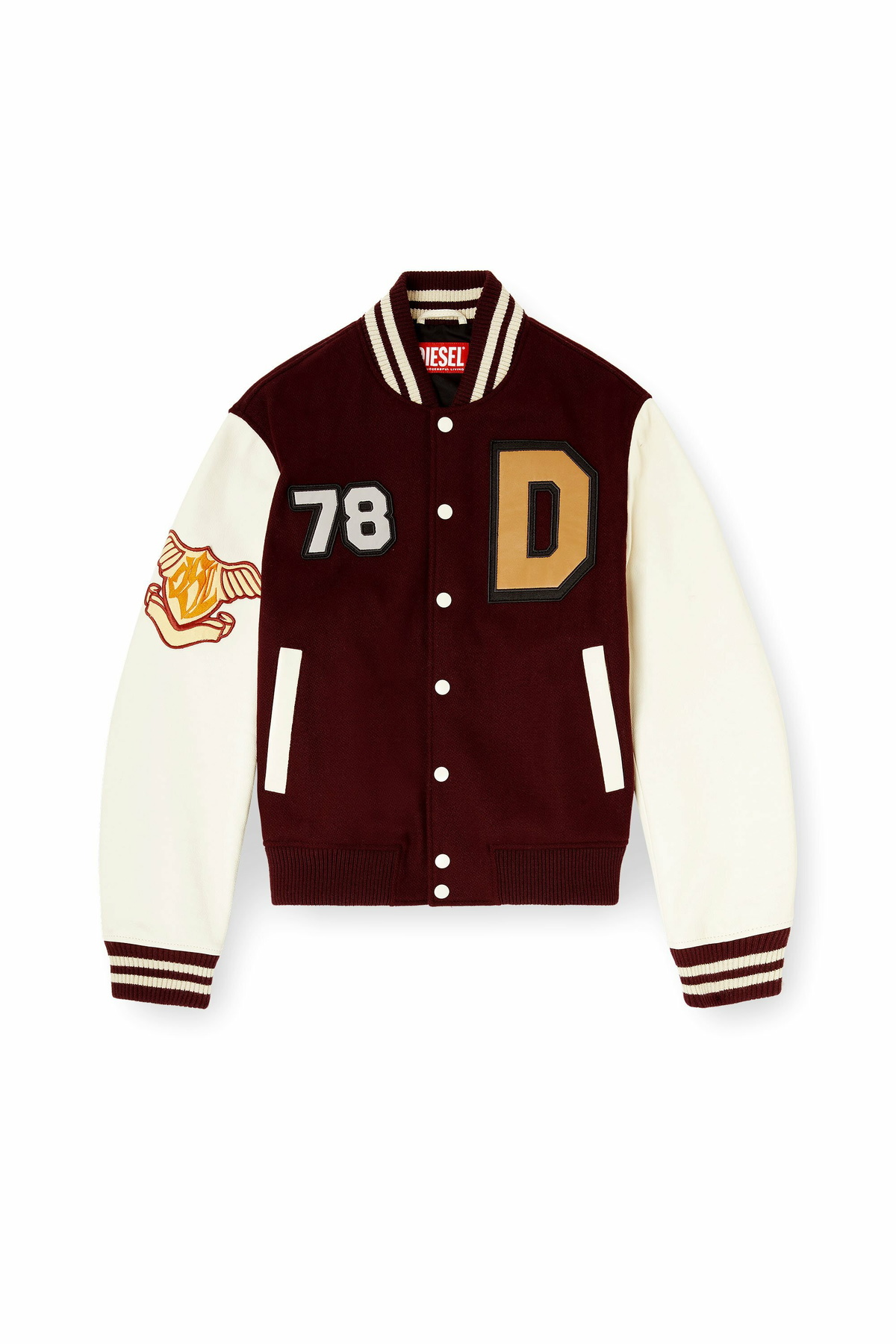 Diesel Varsity jacket in wool and leather - Leather jackets Mens