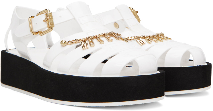 White platform sales jelly sandals