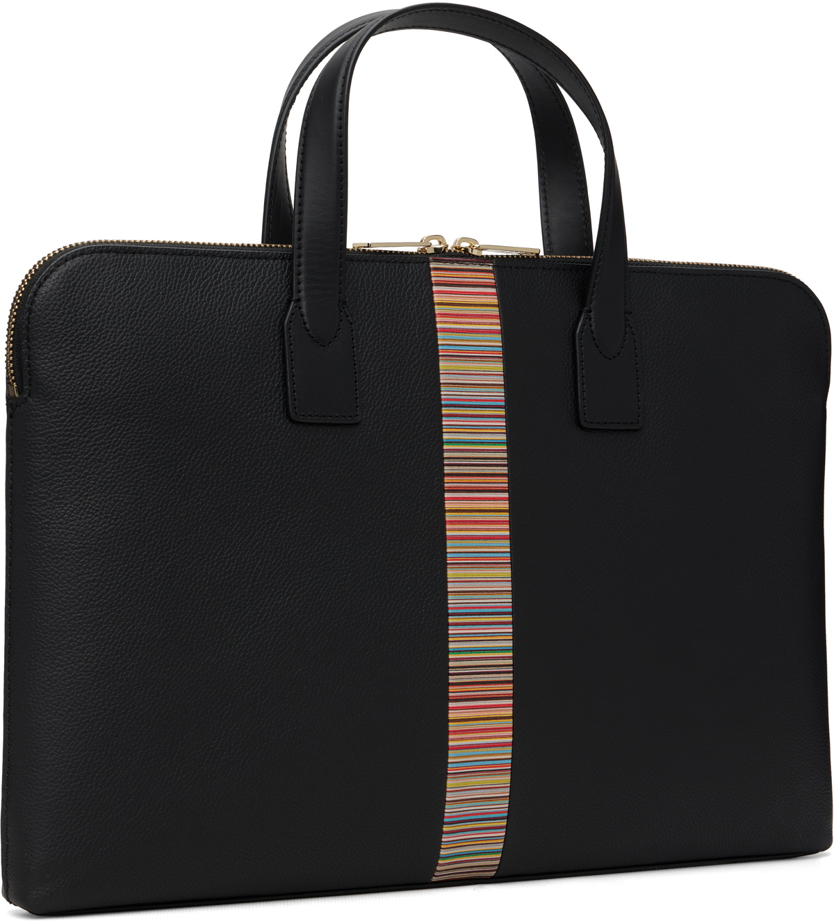 Paul Smith Black 'Signature Stripe' Slim Folio Briefcase
