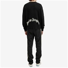 Palm Angels Men's Curved Logo Crew Knit in Black/White
