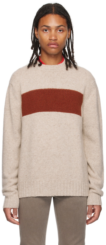 Photo: ZEGNA Taupe Striped Sweater