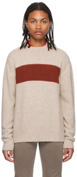 ZEGNA Taupe Striped Sweater