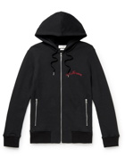 ALEXANDER MCQUEEN - Slim-Fit Logo-Embroidered Loopback Cotton-Jersey Hoodie - Black