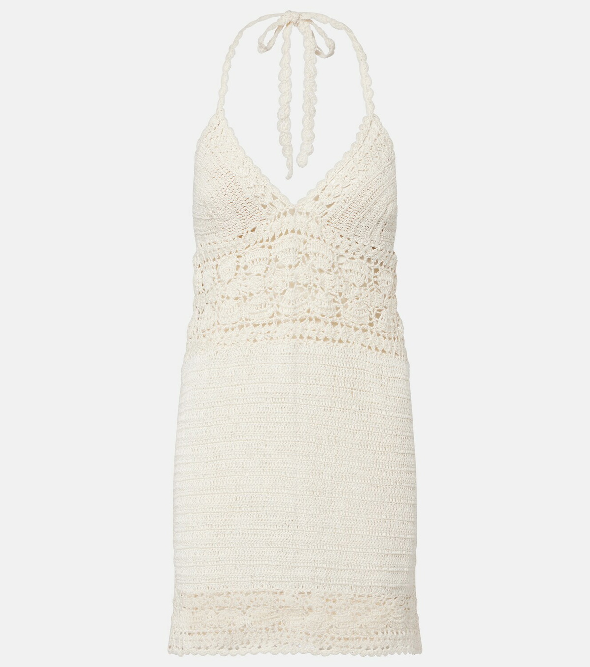 Anna Kosturova Filigree crochet cotton minidress