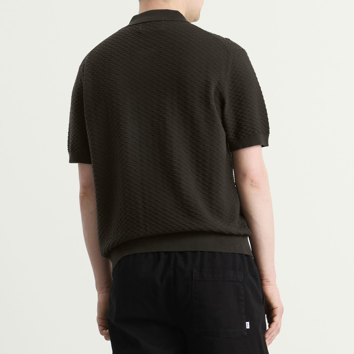 NN07 Men's Gustav Full Zip Polo in Dark Army