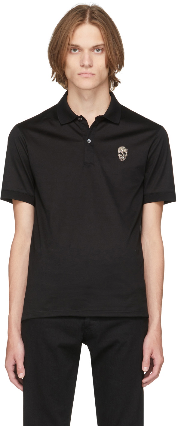 Alexander McQueen Black Beaded Skull Polo Alexander McQueen