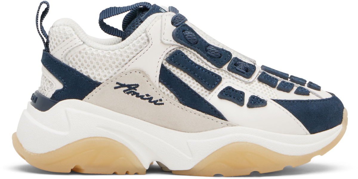 AMIRI Kids White & Navy Bone Runner Sneakers