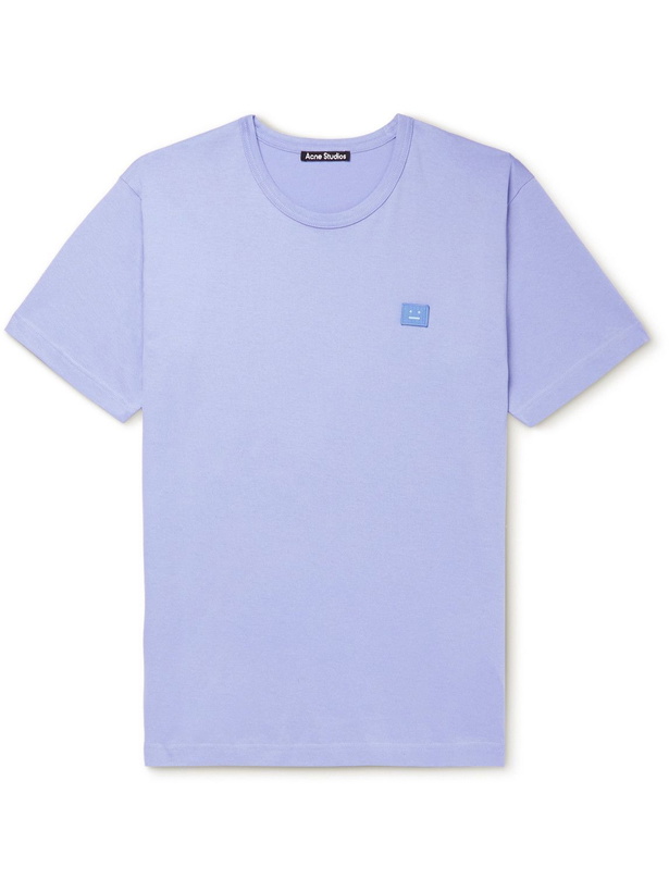 Photo: Acne Studios - Nash Logo-Appliquéd Cotton-Jersey T-Shirt - Purple