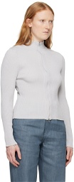 AMOMENTO Gray Ribbed Sweater