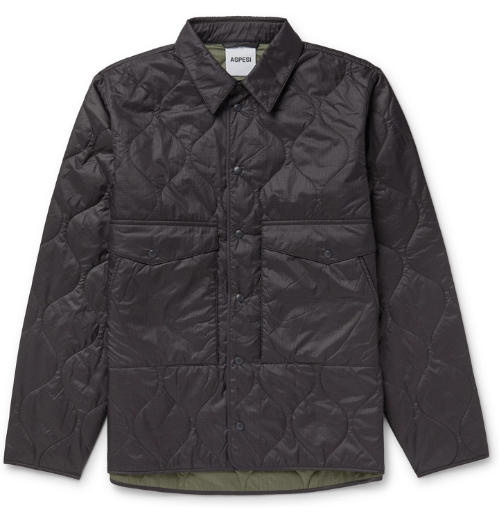 Photo: Aspesi - Quilted Padded Ripstop Jacket - Blue