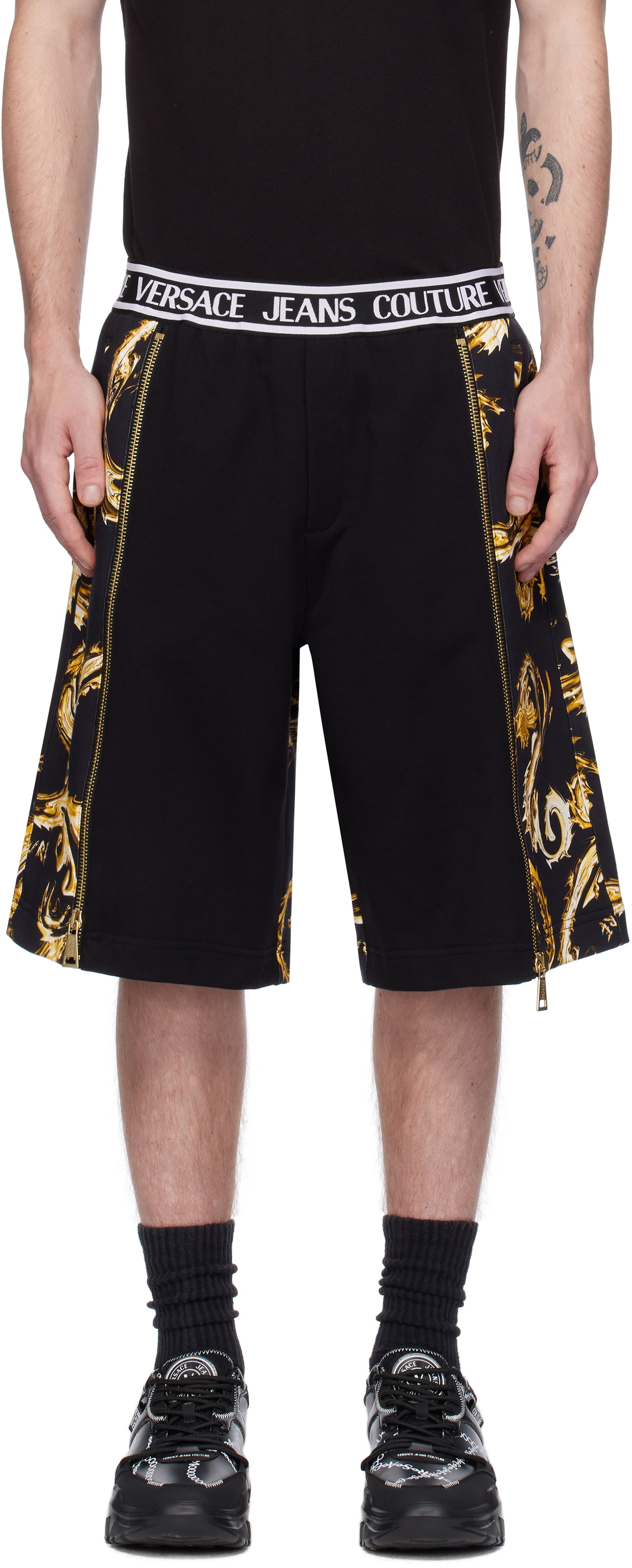 Versace Jeans Couture Black Chromo Couture Shorts Versace