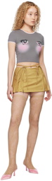 Nodress Tan Pleated Miniskirt