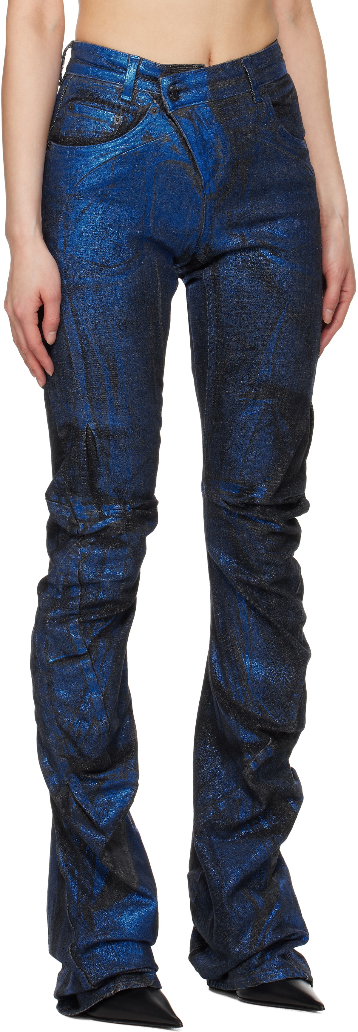デニム・ジーパン OTTOLINGER Women Denim Pants 24A1170804221 BLU NAVY SSENSE Exclusive Black & Blue Signature Wrap Jeans by