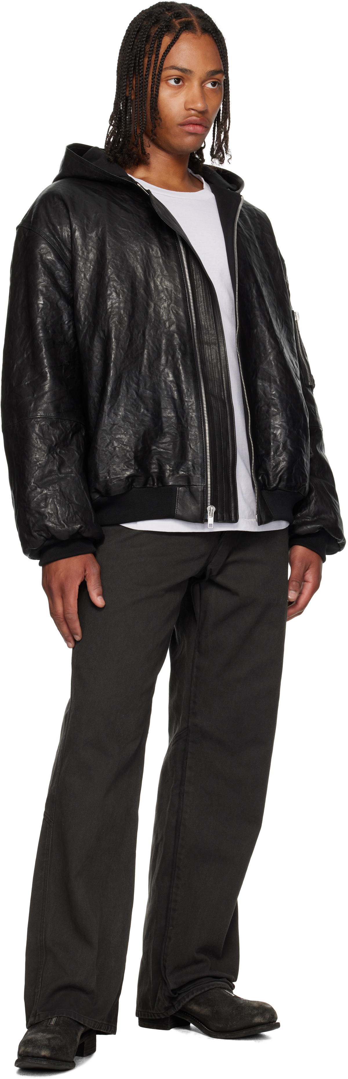 ALEXANDER DIGENOVA Black Zip Leather Jacket