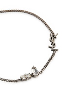 Saint Laurent Cassandre Embellished Chain Bracelet Silver