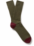 ANONYMOUS ISM - Ribbed-Knit Socks - Green