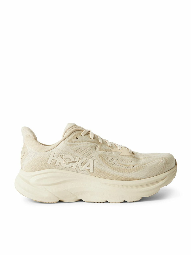 Photo: Hoka - Clifton 10 Rubber-Trimmed Jacquard Running Sneakers - Neutrals