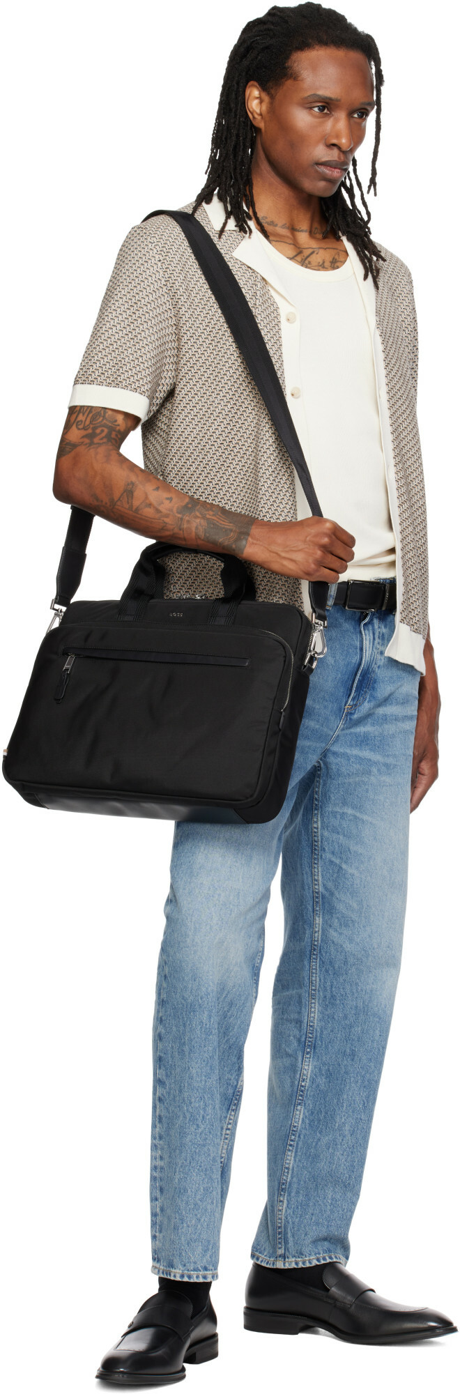 BOSS Black Removable Shoulder Strap Document Briefcase