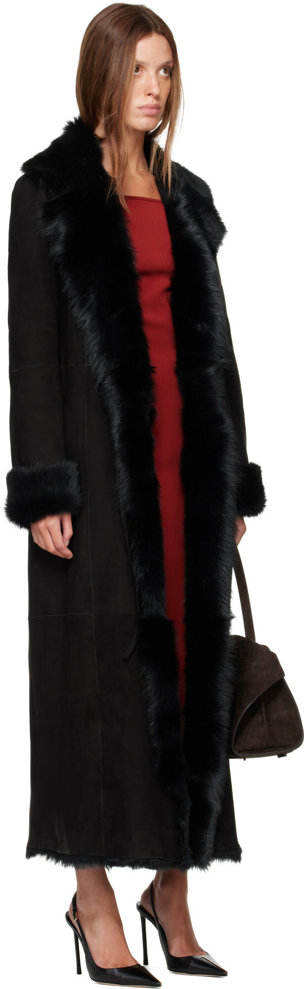 Nour Hammour Black Joni Shearling Coat