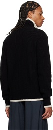 LOW CLASSIC Black Contrast Long Sleeve Polo