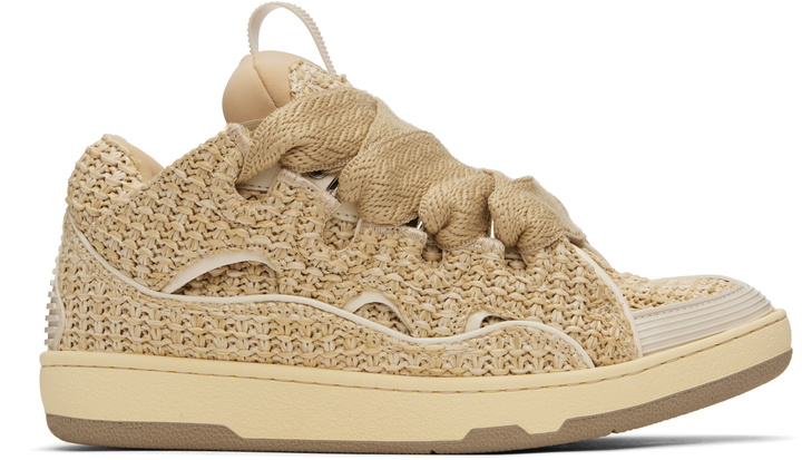 Photo: Lanvin Beige Raffia Curb Sneakers