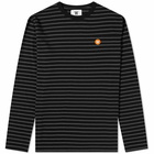 Wood Wood Men's Long Sleeve Mel Striped T-Shirt in Black/Grey Stripes