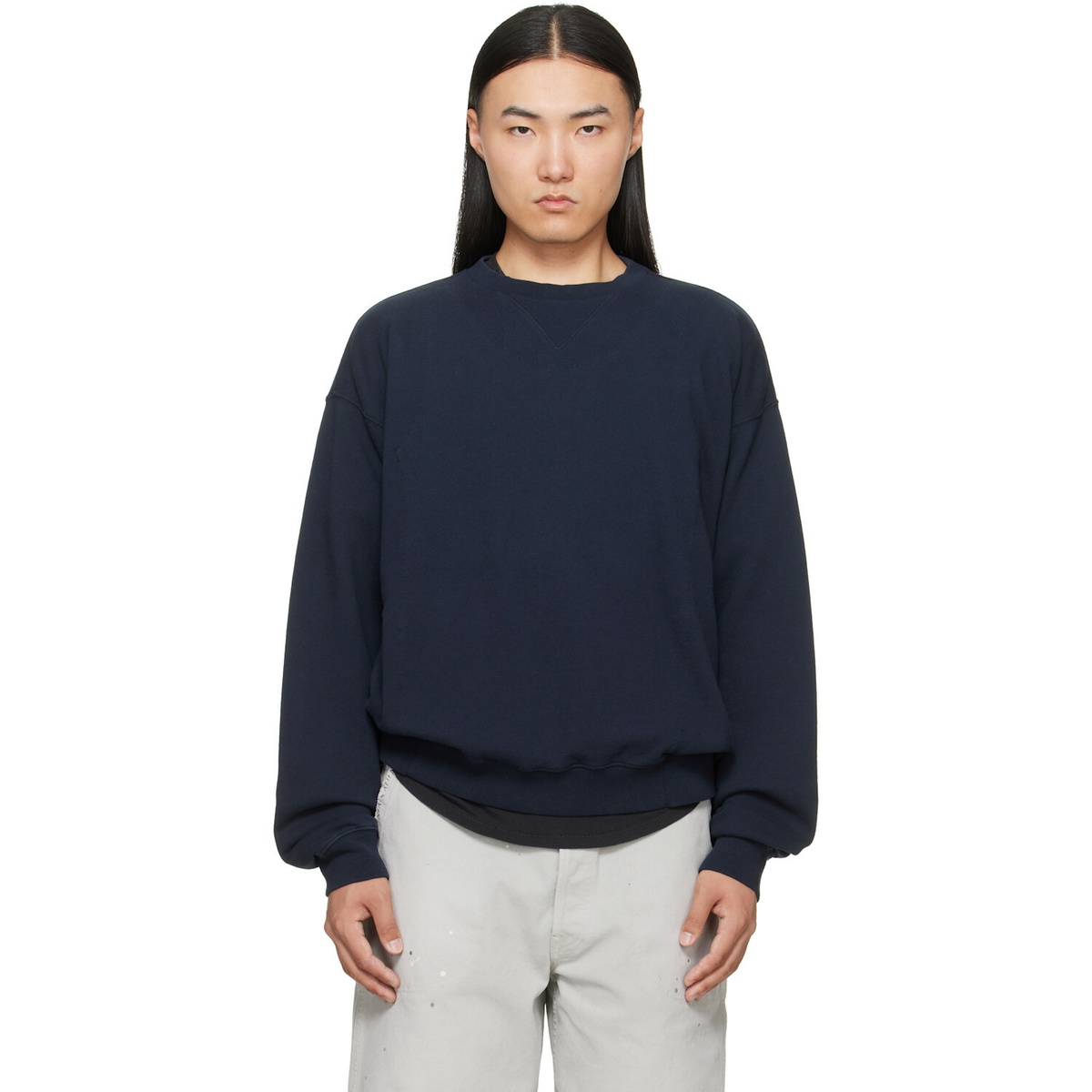 Maison Margiela Navy Double-Layer Cotton Sweatshirt