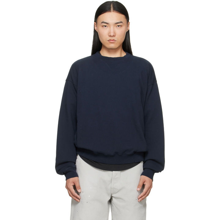 Photo: Maison Margiela Navy Double-Layer Cotton Sweatshirt