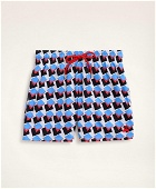 Brooks Brothers Men's Et Vilebrequin Moorise Swim Trunks in the Square Pegs Print | Blue
