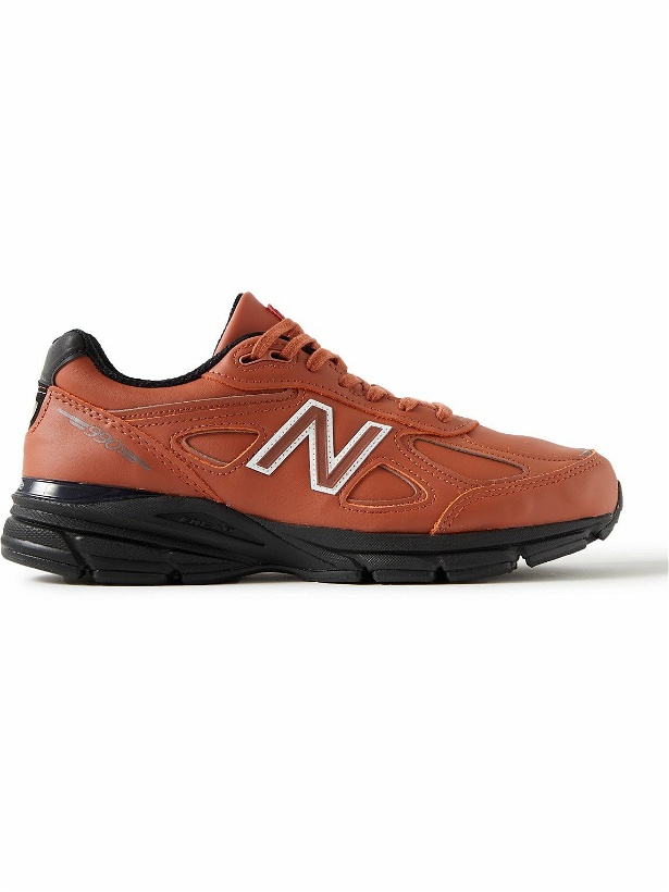 Photo: New Balance - 990v4 Rubber-Trimmed Leather Sneakers - Orange