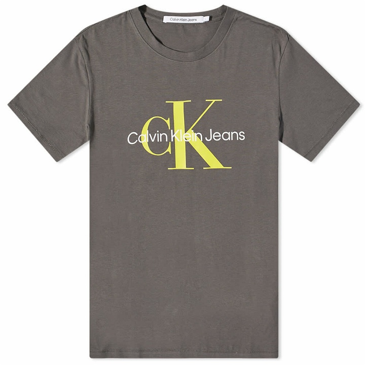 Photo: Calvin Klein Men's Monologo T-Shirt in Dark Grey