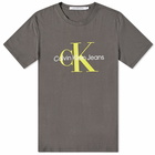 Calvin Klein Men's Monologo T-Shirt in Dark Grey