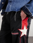 AMIRI - Straight-Leg Logo-Embroidered Striped Shell Sweatpants - Black