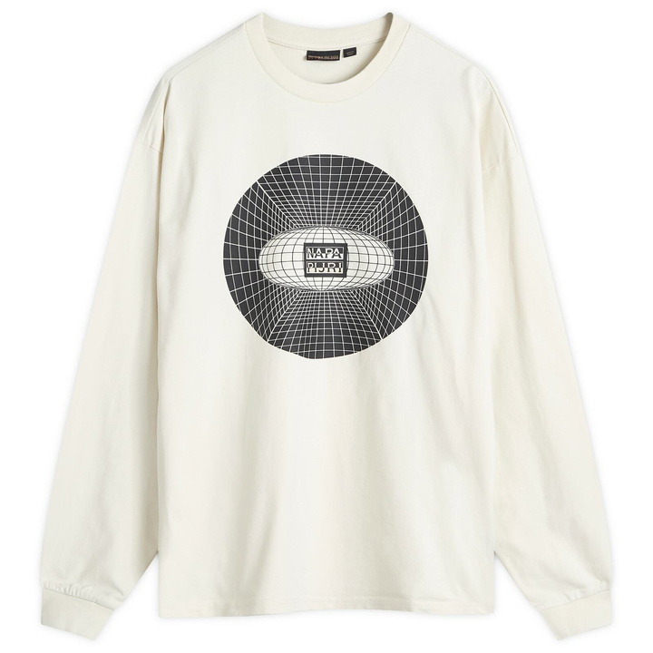 Photo: Napapijri Men's Jaman Logo Crew Sweatshirt in Beige Dimity