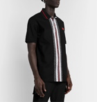 Burberry - Slim-Fit Logo-Print Striped Cotton-Piqué Polo Shirt - Black