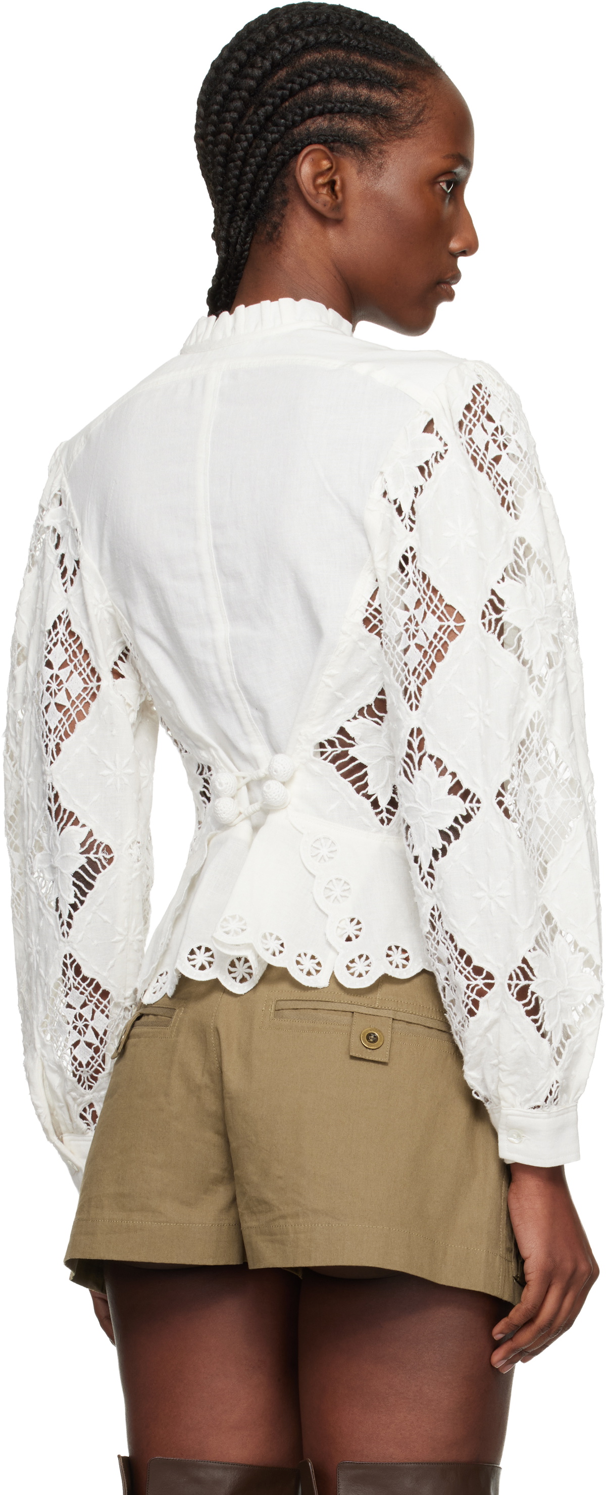 Isabel Marant White Nina Cotton Linen Button Up Blouse