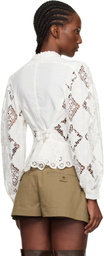 Isabel Marant White Nina Cotton Linen Button Up Blouse