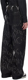 AIREI Black Embroidered Jeans