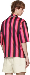 Dries Van Noten Pink & Black Len Lye Edition Striped Short Sleeve Shirt