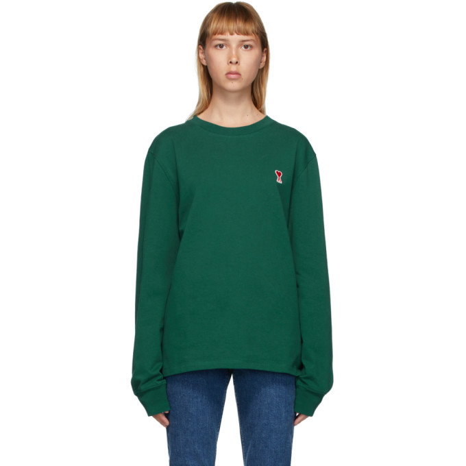 Photo: AMI Alexandre Mattiussi Green Ami De Coeur Long Sleeve T-Shirt