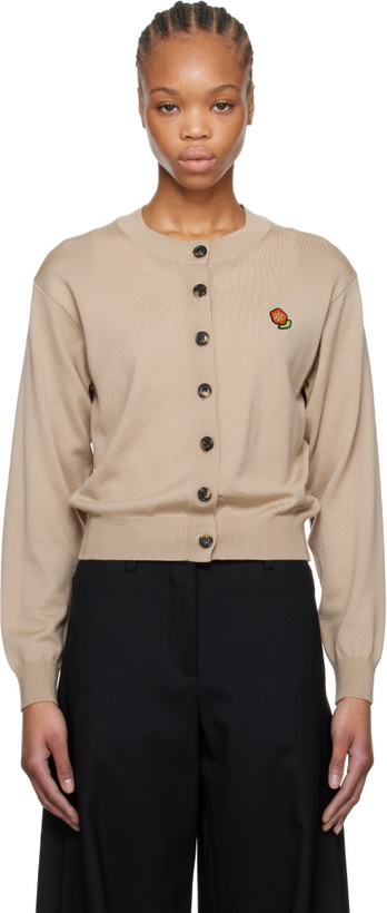 Photo: Kenzo Beige Kenzo Paris 'KENZO Pop' Embroidered Crewneck Cardigan