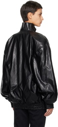 GCDS Black Oversized Faux-Leather Jacket