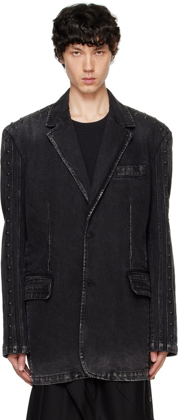 Photo: Feng Chen Wang Black Paneled Denim Blazer