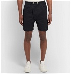 Holiday Boileau - Pleated Cotton-Twill Shorts - Midnight blue