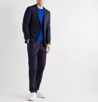 Hugo Boss - Slim-Fit Mélange Cotton and Wool-Blend Blazer - Blue