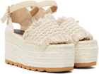 Stella McCartney Off-White & Beige Gaia Platform Espadrille Wedge Sandals