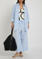 Toteme Wide-leg Cotton and Linen-blend Trousers Light Blue
