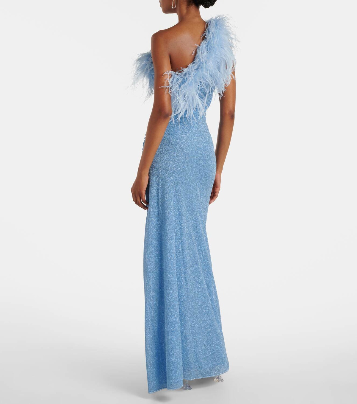 Oséree Lumière Plumage one-shoulder maxi dress