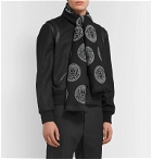 Versace - Logo-Embroidered Wool Scarf - Black