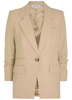 Veronica Beard Battista Gathered-sleeve Woven Blazer Khaki